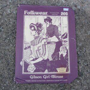 3 for $36 - folkwear 205 gibson girl blouse vintage 1978 sewing pattern (CL344)